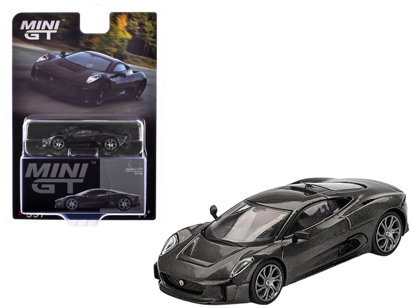Jaguar C-X75 "Test Car" Black Carbon Limited Edition 1/64 Diecast Model Car By Mini Gt