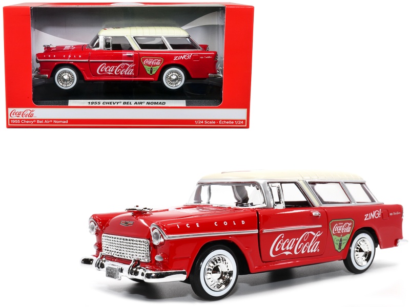 1955 Chevrolet Bel Air Nomad Red With White Top "Coca-Cola" 1/24 Diecast Model Car By Motor City Classics