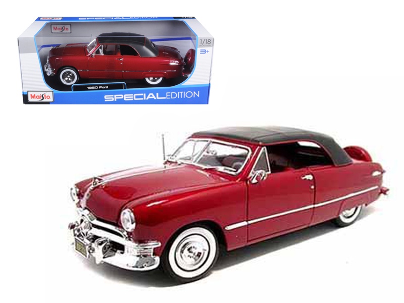 1950 Ford Soft Top Red 1/18 Diecast Model Car By Maisto