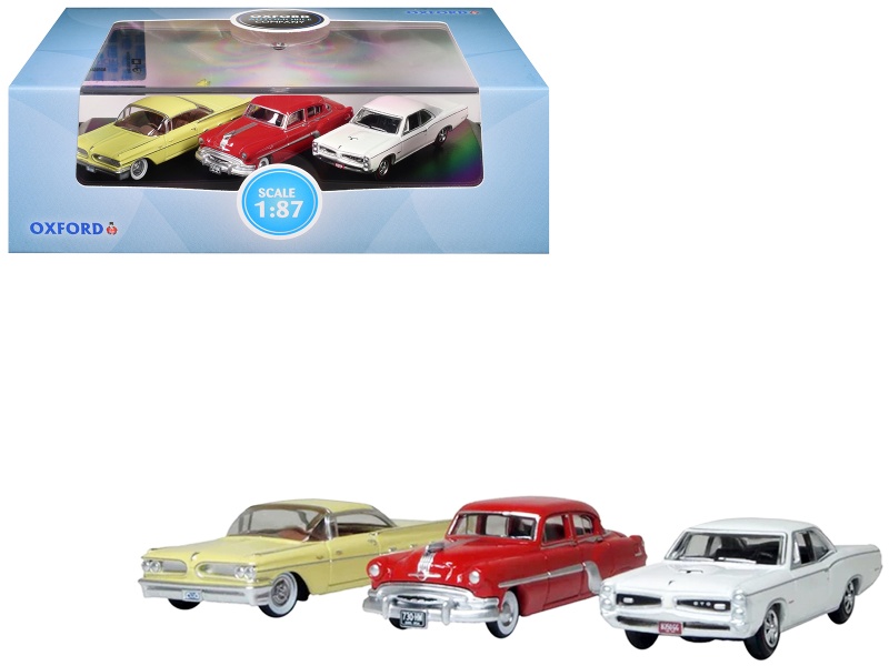 Pontiac Set Of 3 Cars "100Th Anniversary 2026" 1/87 (Ho) Scale Diecast Model Cars By Oxford Diecast