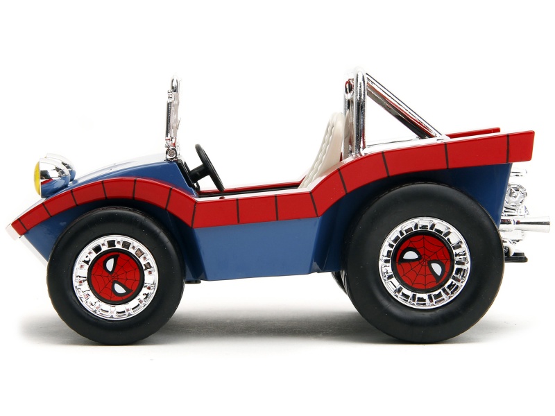 Dune Buggy Red And Blue With Graphics And Spider-Man Diecast Figure "Marvel Spider-Man" 1/24 Diecast Model Car By Jada