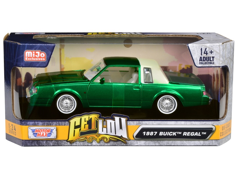 1987 Buick Regal Green Metallic with White Interior 'Get Low' Series 1/24 Diecast Model Car by Motormax