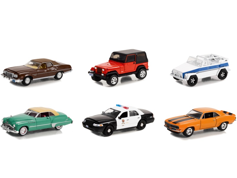 "Hollywood Series" Set Of 6 Pieces Release 37 1/64 Diecast Model Cars By Greenlight