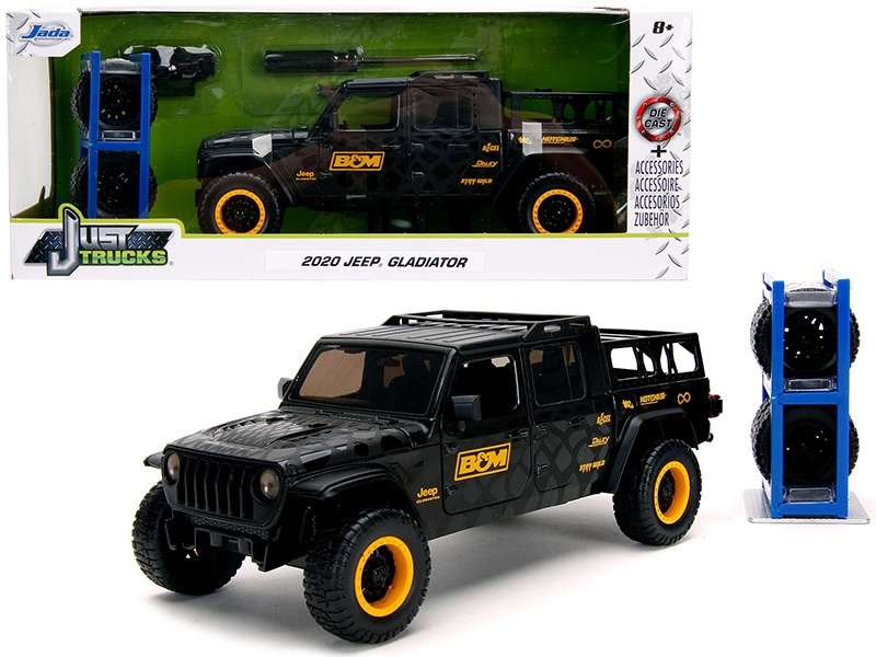 2020 Jeep Gladiator Pickup Truck "B&M" Black With Graphics With Extra Wheels "Just Trucks" Series 1/24 Diecast Model Car By Jada