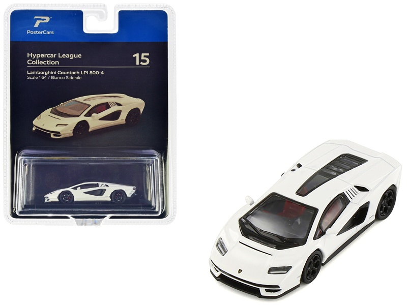 Lamborghini Countach Lpi 800-4 Bianco Siderale White 'Hypercar League Collection' 1/64 Diecast Model Car By Postercars