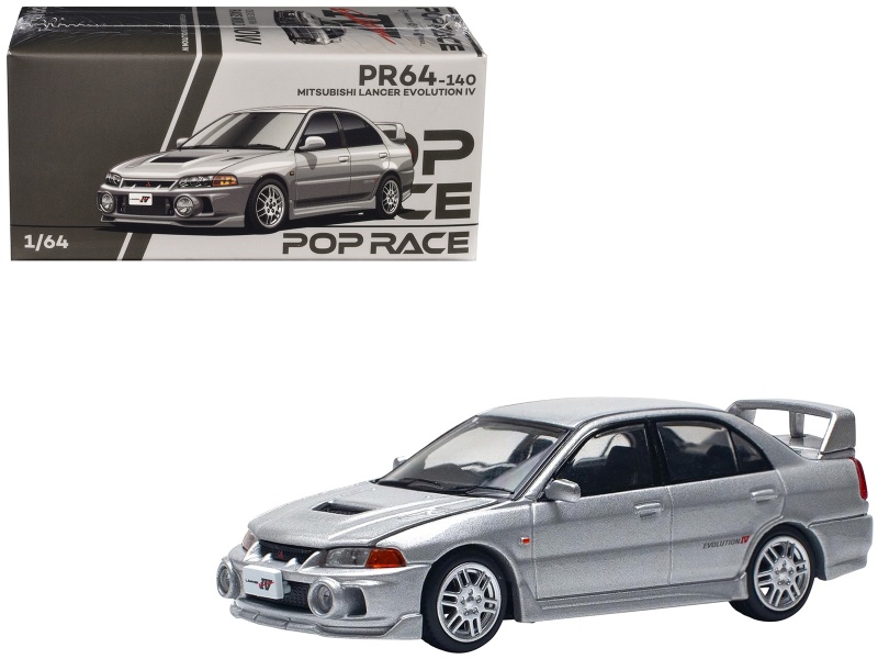 Mitsubishi Lancer Evolution Iv Rhd (Right Hand Drive) Steel Silver Metallic 1/64 Diecast Model Car By Pop Race