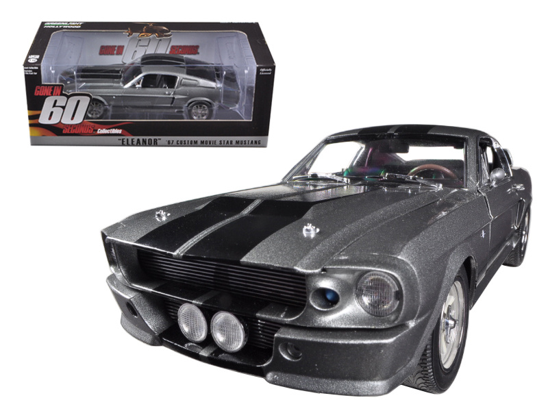 1967 Ford Mustang Custom "Eleanor" Gray Metallic With Black Stripes "Gone In 60 Seconds" (2000) Movie 1/18 Diecast Model Car By Greenlight