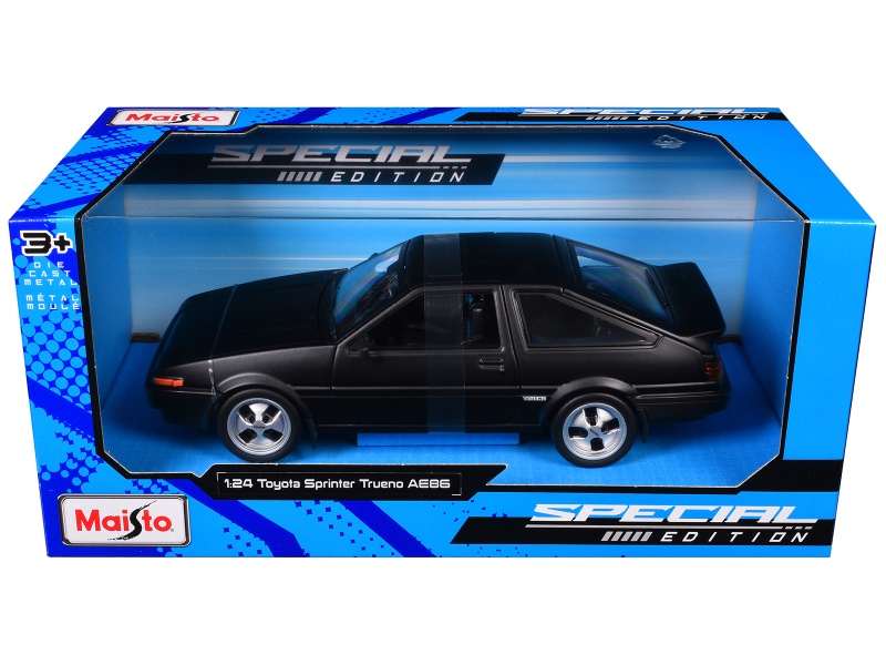 Toyota Sprinter Trueno Ae86 Rhd (Right Hand Drive) Matt Black "Special Edition" Series 1/24 Diecast Model Car By Maisto
