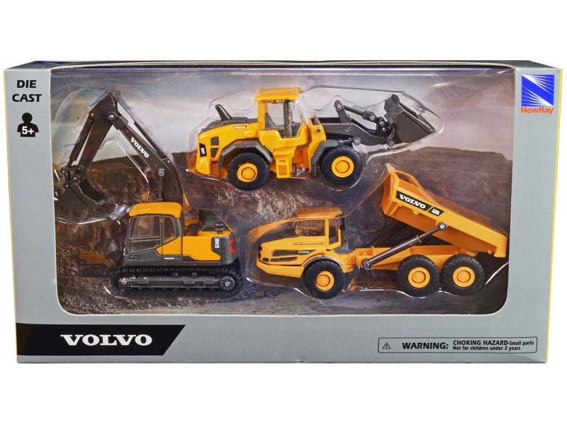 Volvo Construction Vehicles Diecast Models - Set of 3 Pieces by New Ray