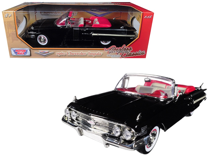 1960 Chevrolet Impala Convertible Black 1/18 Diecast Car Model By Motormax