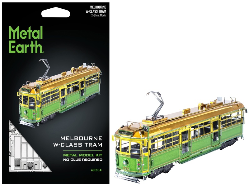 Model Kit Melbourne W-Class Tram Green And Gold (Moderate Difficulty) Steel Model By Metal Earth