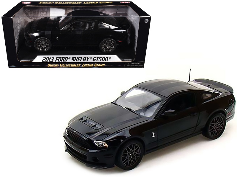 2013 Ford Shelby Mustang Cobra Gt500 Svt Black With Black Stripes 1/18 Diecast Car Model By Shelby Collectibles