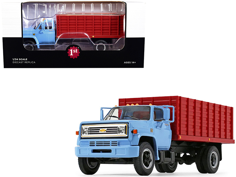 1970S Chevrolet C65 Grain Truck With Corn Load Baby Blue And Red 1/34 Diecast Model By First Gear