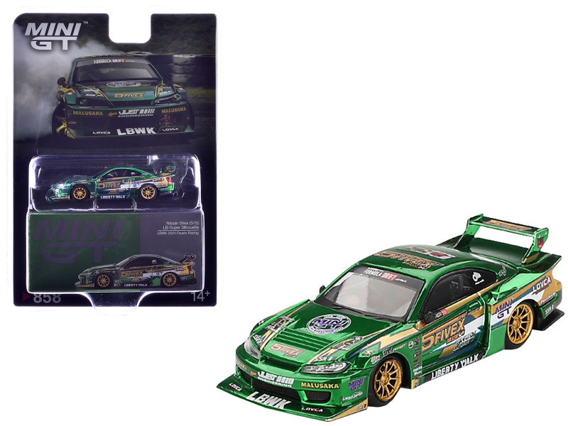 Nissan Silvia (S15) LB-Super Silhouette RHD “Fausto Racing 2024” Green Metallic Limited Edition 1/64 Diecast Model Car…