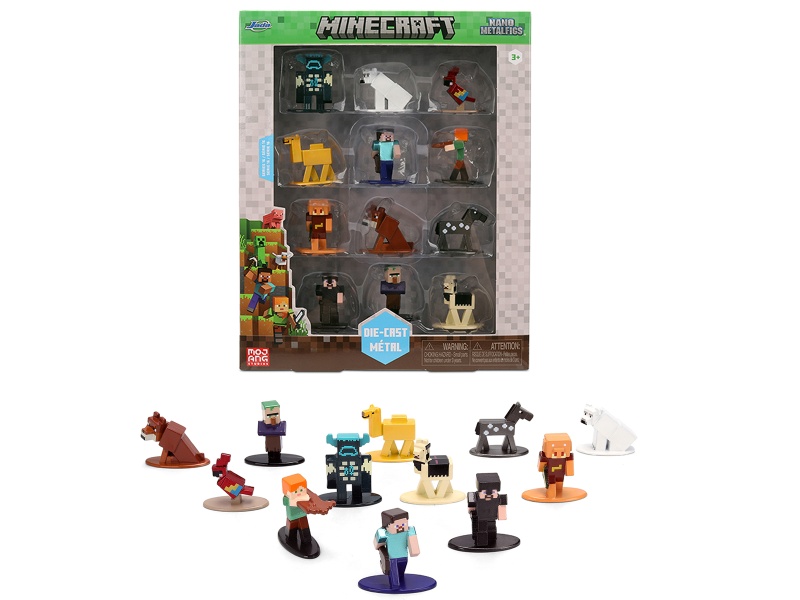 Set Of 12 Diecast Figures "Minecraft" Video Game Wave 2 "Nano Metalfigs" Series Diecast Models By Jada