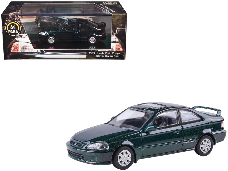 1999 Honda Civic Si Em1 Clover Green Pearl Metallic With Sunroof 1/64 Diecast Model Car By Paragon