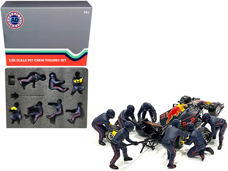 Formula One F1 Pit Crew 7 Figurine Set Team Blue Release II