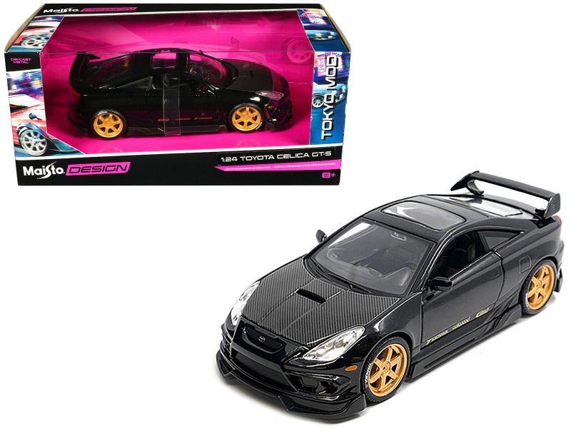Toyota Celica GT-S Black with Carbon Hood and Sunroof - Maisto Design Tokyo Mod 1/24 Diecast Model Car