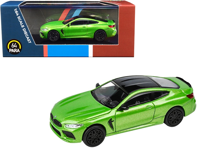Bmw M8 Coupe Java Green Metallic With Black Top 1/64 Diecast Model Car By Paragon