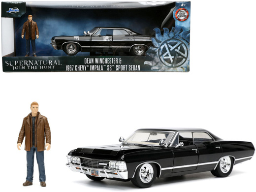 1967 Chevrolet Impala SS Sport Sedan Black Dean Winchester Diecast Figurine - Jada 1/24 Scale Diecast Model Car