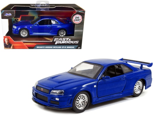 Brian's Nissan Skyline Gt-R R34 Blue "Fast & Furious" Movie 1/32 Diecast Car Model By Jada