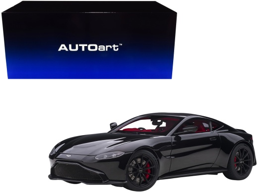 2019 Aston Martin Vantage RHD 1/18 Scale Model Car by Autoart - Jet Black with Red Interior