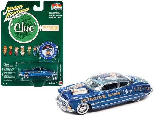 1951 Hudson Hornet Blue Metallic 'Vintage Clue Mrs. Peacock' Diecast Model Car