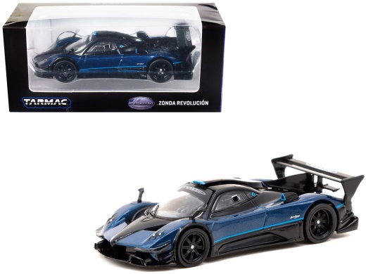 Pagani Zonda Revolucion Blue Metallic And Black With Light Blue Stripes 'Global64' Series 1/64 Diecast Model Car By Tarmac Works