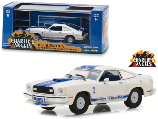 1976 Ford Mustang Cobra II White 'Charlie's Angels' TV Series 1/43 Diecast Model Car by GreenLight