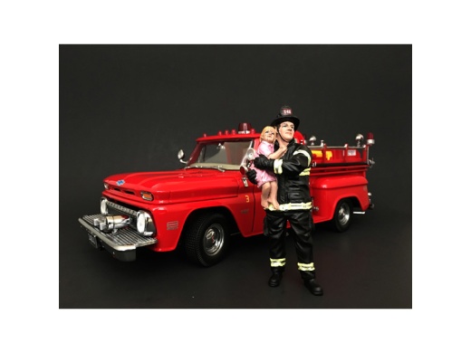 Firefighter Saving Life with Baby Figurine for 1:18 Models by American Diorama