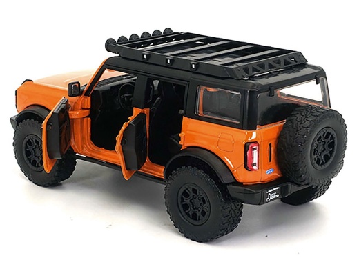 2021 Ford Bronco Orange with Black Stripes and Roof Rack 'Just Trucks' Series 1/24 Diecast Model Car