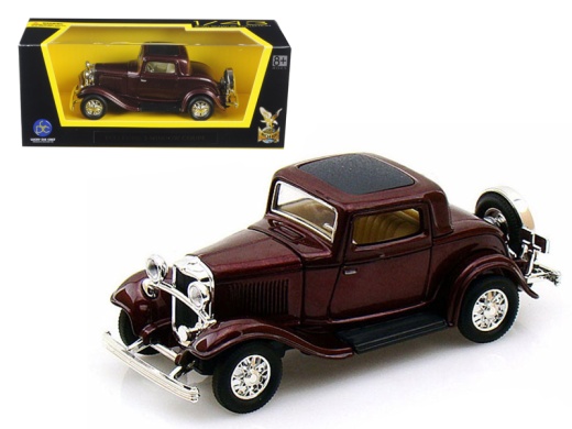 1932 Ford 3-Window Coupe Burgundy 1/43 Diecast Model Car