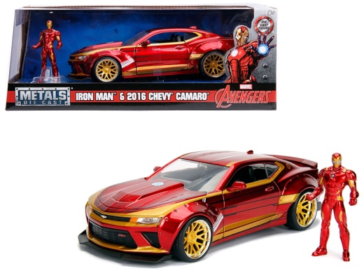 2016 Chevrolet Camaro With Iron Man Diecast Figure 'Marvel' Series 1/24 Diecast Model Car By Jada