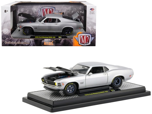 1970 Ford Mustang Boss 429 Matt Silver Limited Edition 1/24 Diecast Model Car by M2 Machines