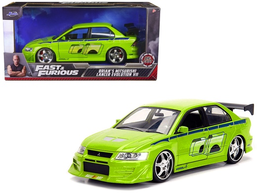Brian's Mitsubishi Lancer Evolution VII Green Diecast Model Car - Jada 1/24 Scale