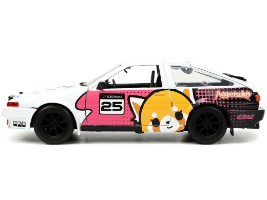 1986 Toyota Trueno (Ae86) Rhd (Right Hand Drive) #25 White With Graphics And Aggretsuko Diecast Figure