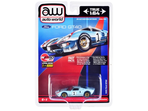 1966 Ford GT40 RHD (Right Hand Drive) #1 Light Blue With Stripes Limited Edition