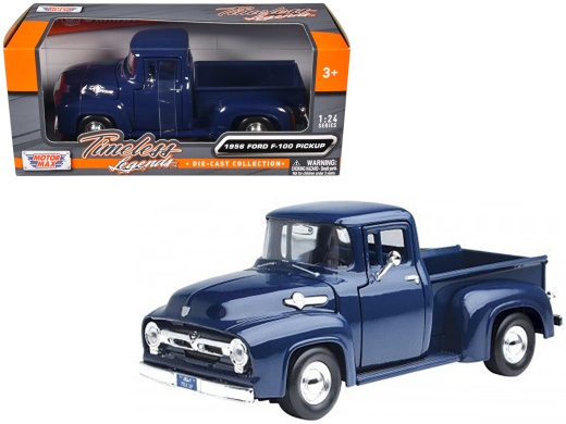 1956 Ford F-100 Pickup Truck Dark Blue 1/24 Diecast Model Car by Motormax