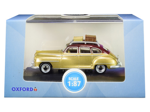 1946 Desoto Suburban With Roof Rack And Luggage Trumpet Gold With Rhythm Brown Top 1/87 (HO) Scale Diecast Model Car By Oxford Diecast