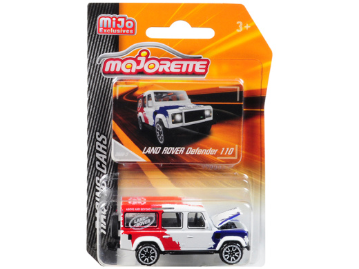 Land Rover Defender 110 White/Red/Blue 'Above And Beyond' 'Racing Cars' 1/60 Diecast Model Car By Majorette