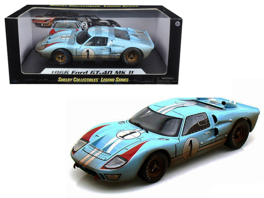1966 Ford Gt-40 Mk Ii #1 Light Blue Miles - Hulme Le Mans (Dirty Version) 1/18 Diecast Model Car By Shelby Collectibles