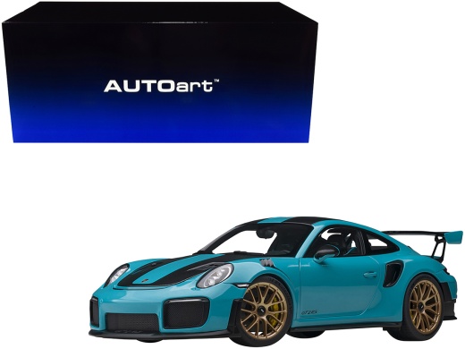 Porsche 911 (991.2) GT2 RS Weissach Package Miami Blue 1/18 Model Car by Autoart