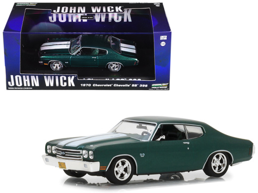 1970 Chevrolet Chevelle SS 396 Green With White Stripes 'John Wick' Diecast Model Car