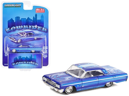 1964 Chevrolet Impala Ss Lowrider Blue Metallic Diecast Model Car - Limited Edition
