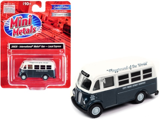 International Metro Van Dark Blue Metallic and White City Wide Jitney Service 1/87 (HO) Scale Model Car by Classic Metal Works