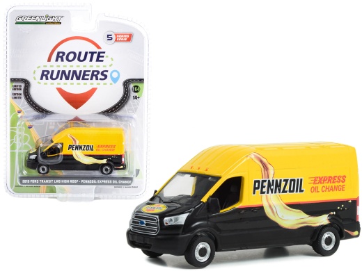 2019 Ford Transit Lwb High Roof Van Diecast Model Car - Pennzoil Express Oil Change 'Route Runners' Series 5