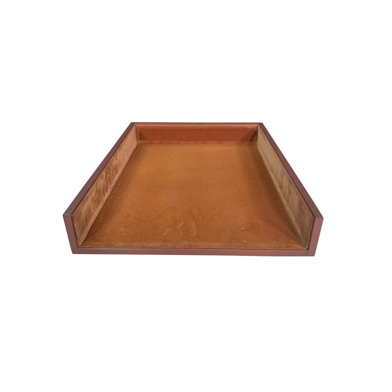 Rustic Brown Leather Letter Tray