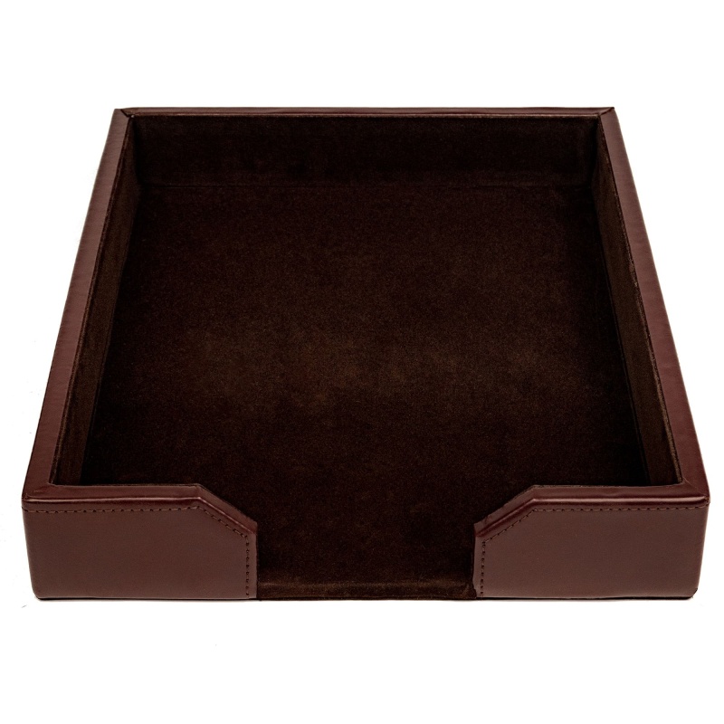 Dark Brown Bonded Leather Letter Tray