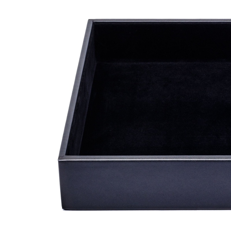 Black Leather Conference Room Organizer Tray