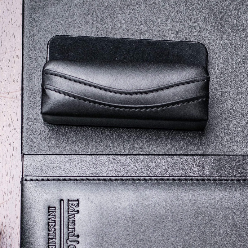 Classic Black Leather Business Card Holder